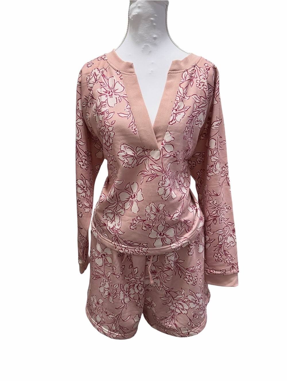 Adore Me Blush Pink Floral lounge set NWT size XL